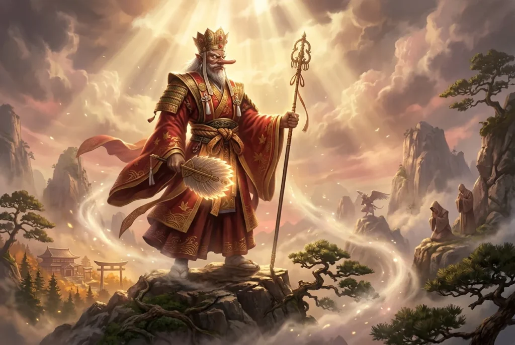 Tengu criatura mitología japonesa demonio volador tradicional arte japonés