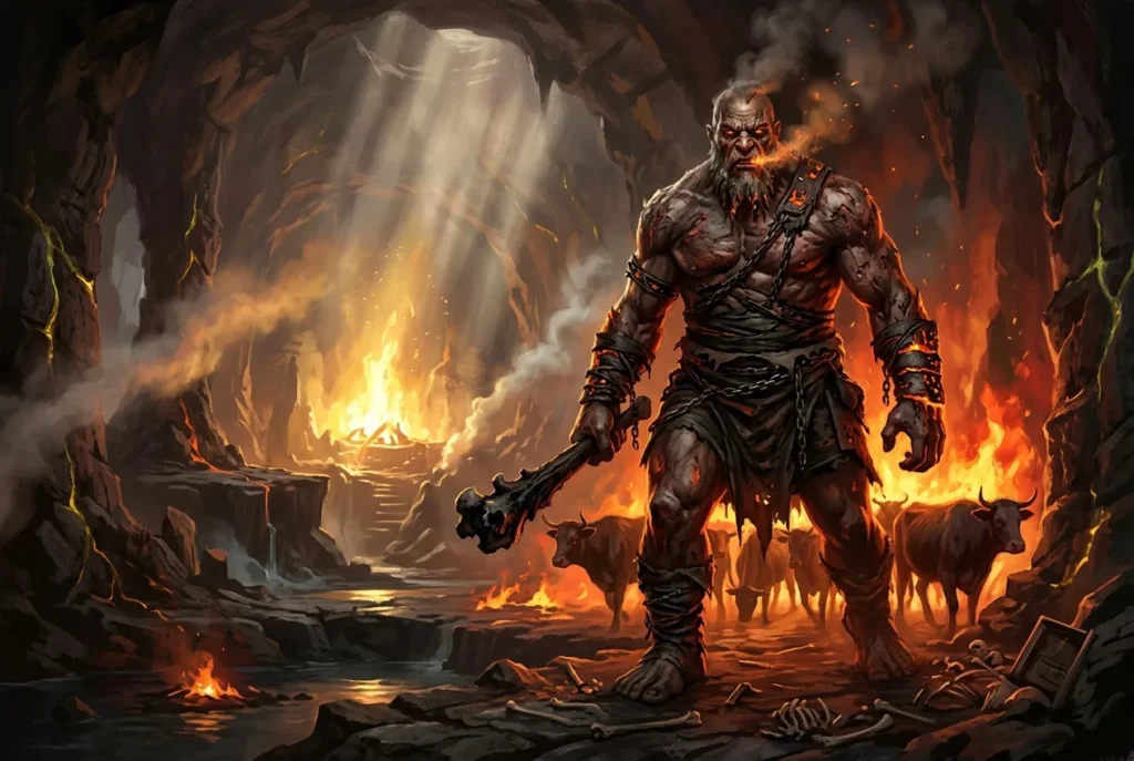 Cacus monstruo mitología romana hijo Vulcano gigante feroz monte Aventino