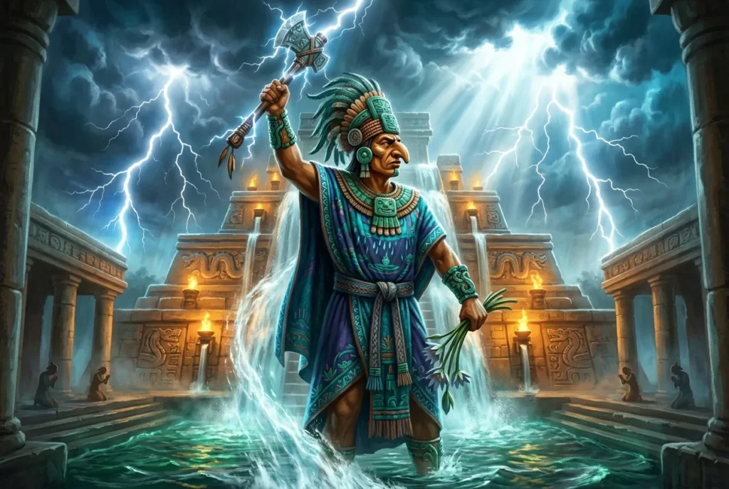 Chaac, dios maya de la lluvia y señor de las tormentas en la mitología maya antigua
