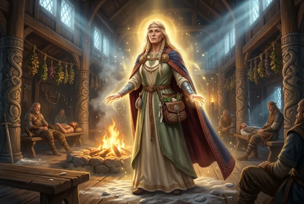 Eir diosa nórdica de la sanación en mitología escandinava, figura divina con poderes curativos