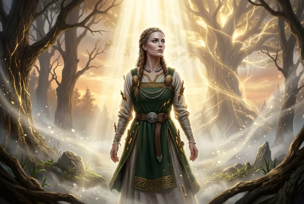 Embla, la progenitora de la humanidad en la mitología nórdica, figura legendaria escandinava