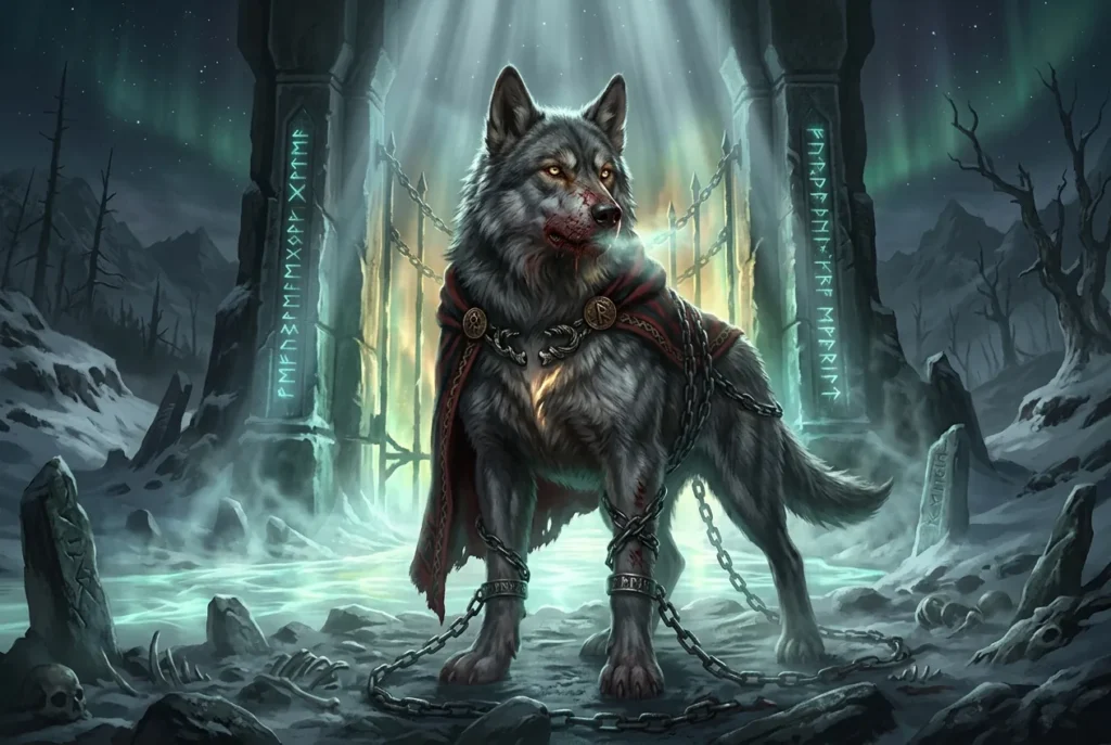 Garmr, el monstruoso perro guardián de Helheim en la mitología nórdica, custodia la entrada al reino de los muertos