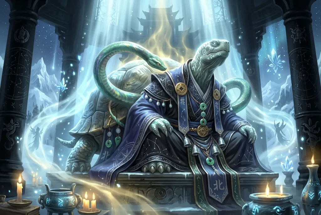 Genbu guardián celestial japonés tortuga serpiente norte mitología asiática