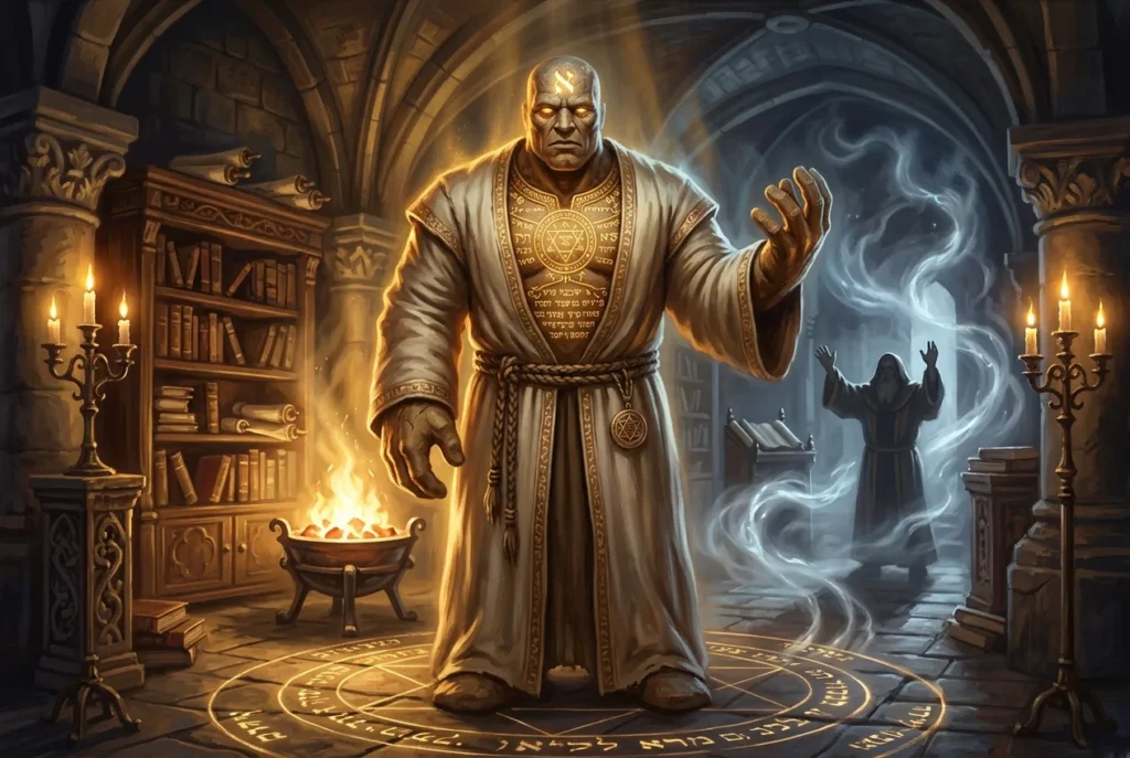Golem de arcilla de la mitología judía: criatura mística formada por rituales antiguos