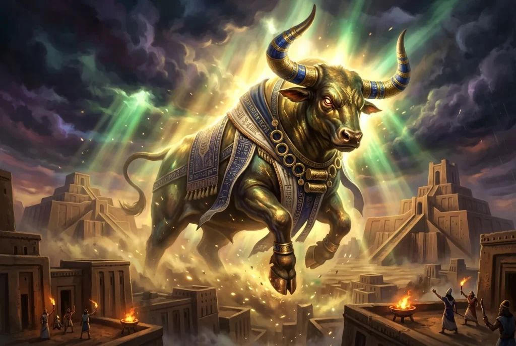 Gugalana el Gran Toro del Cielo de la mitología sumeria, criatura legendaria de la Epopeya de Gilgamesh