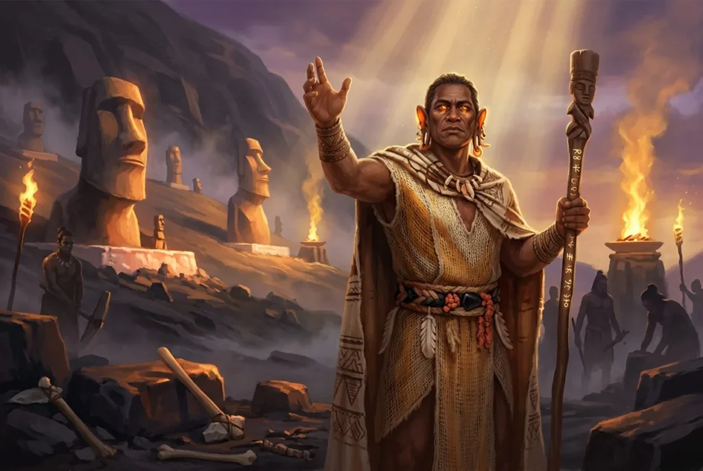 Hanau epe, los misteriosos orejas largas de la mitología de Rapa Nui, constructores legendarios de la Isla de Pascua en la cultura polinesia