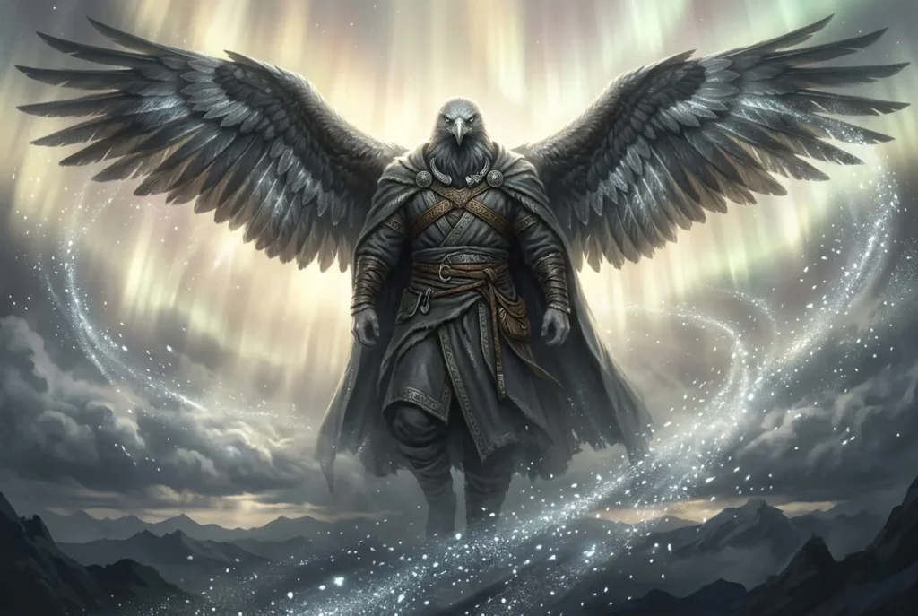 Hræsvelgr, gigante águila de la mitología nórdica generador de vientos cósmicos