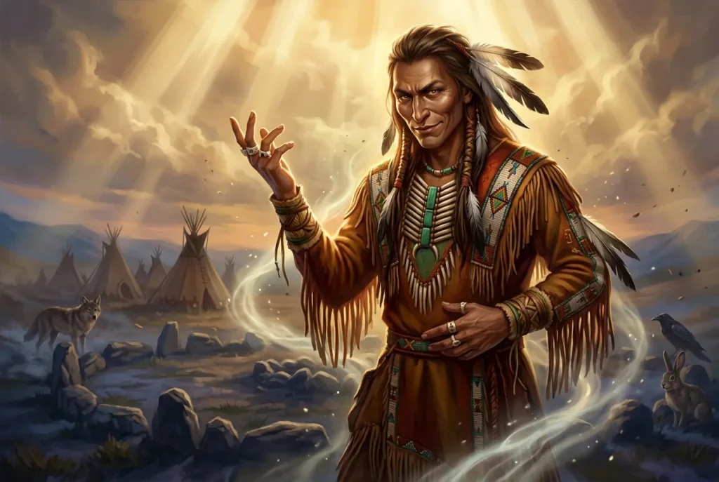 Ictinike, espíritu trickster de la mitología sioux, representación de la criatura burlona de la cultura Dakota, Lakota y Nakota