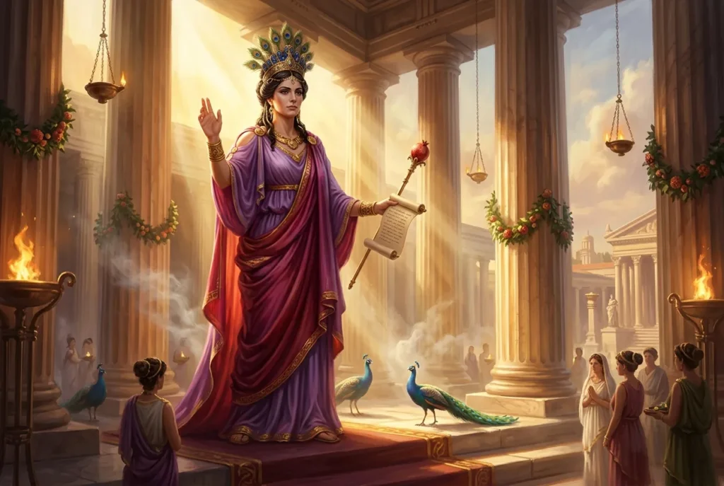 Juno, reina de los dioses romanos, diosa del matrimonio y protectora de las mujeres en la mitología romana