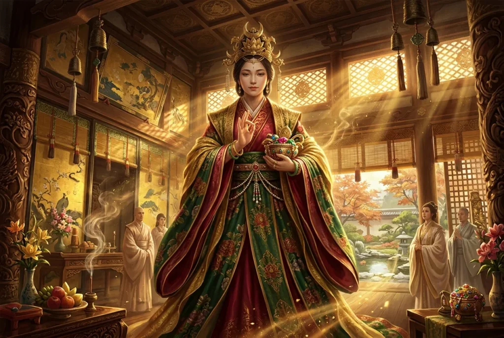 Kichijōten diosa japonesa de la fortuna, belleza y prosperidad del budismo - mitología japonesa
