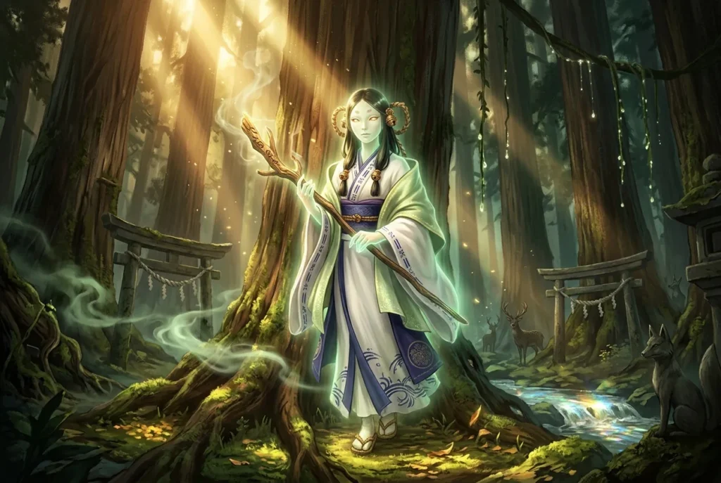 Kodama espíritu del árbol mitología japonesa - criatura sobrenatural bosque antiguo Japón sintoísmo