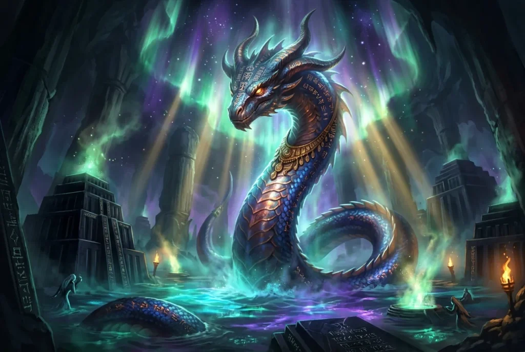 Kur dragón primordial mitología mesopotámica criatura caos oscuridad antigua Babilonia