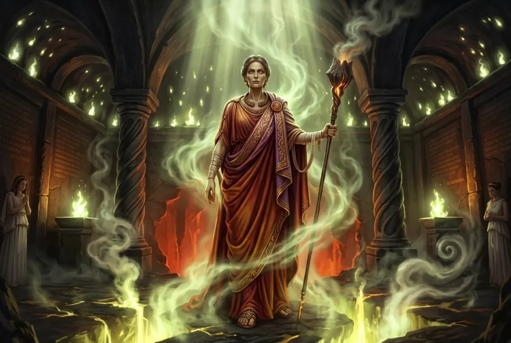 Mefitis diosa romana de gases volcánicos y vapores sulfurosos, mitología romana antigua