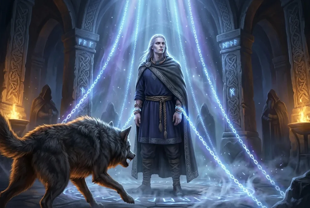 Narfi criatura mitología nórdica hijo de Loki encadenado vísceras