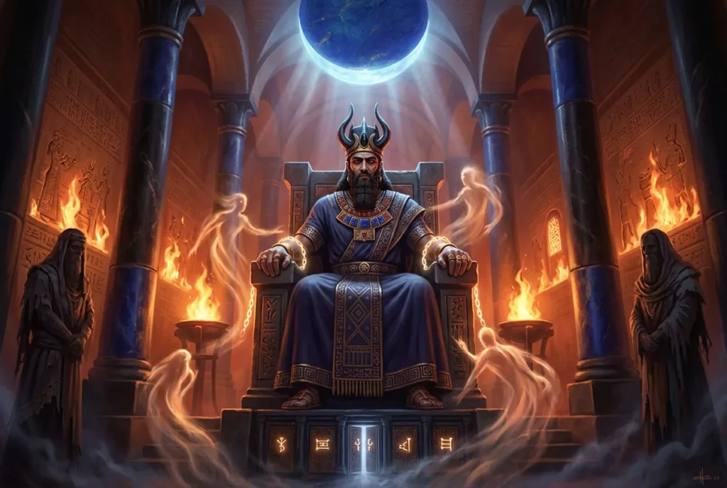 Nergal, deidad mesopotámica del inframundo y la muerte, representación de la mitología babilónica antigua