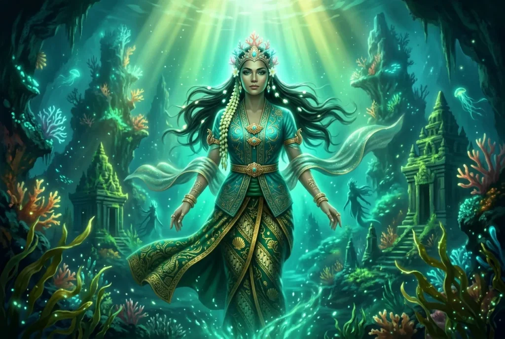 Nyai Loro Kidul, Reina del Mar del Sur de la mitología javanesa, diosa acuática indonesa envuelta en misterio y reverencia