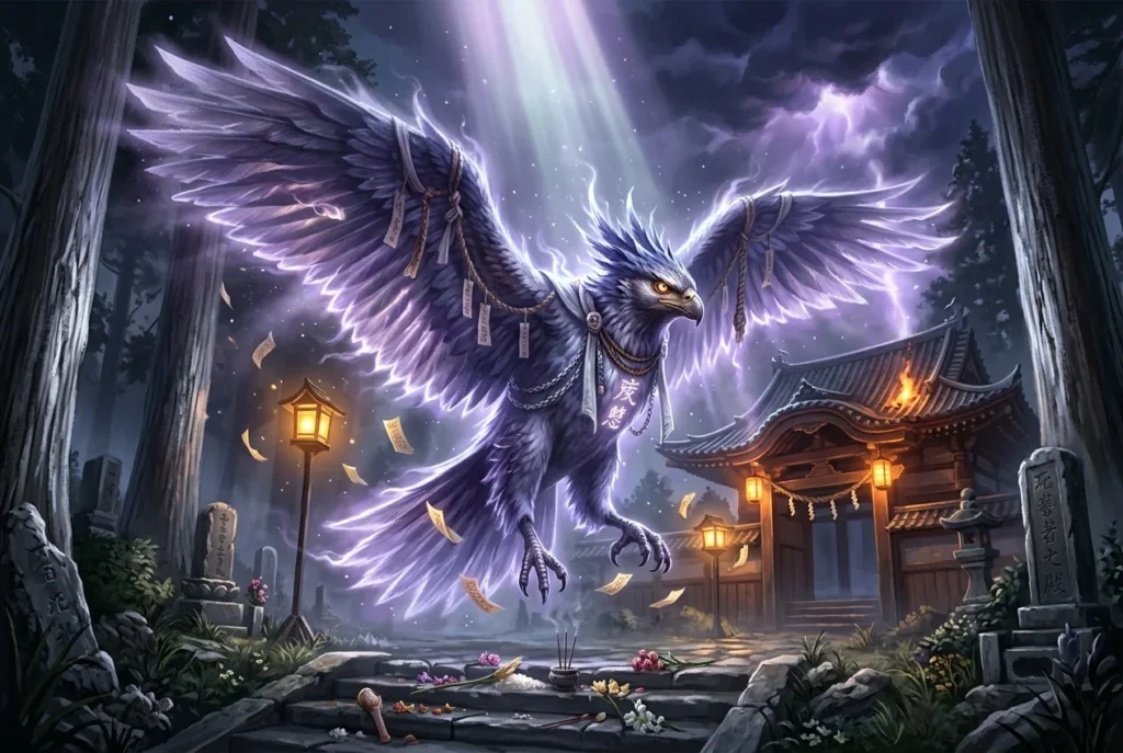 Onmoraki criatura mitología japonesa ave demoníaca espectral folclore japonés