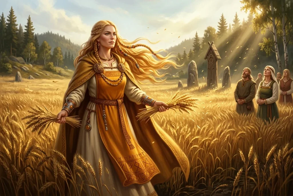 Sif diosa nórdica de la cosecha con cabello dorado dorado, mitología nórdica