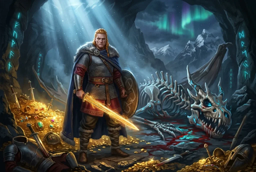 Sigurd el héroe nórdico con su espada Gram, protagonista de la mitología nórdica y la Völsunga saga