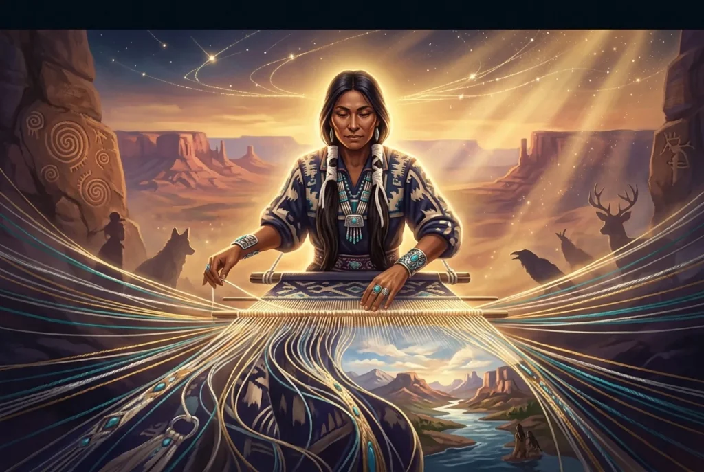 Spider Woman deidad navajo hopi mitología americana tejedora cósmica indígena