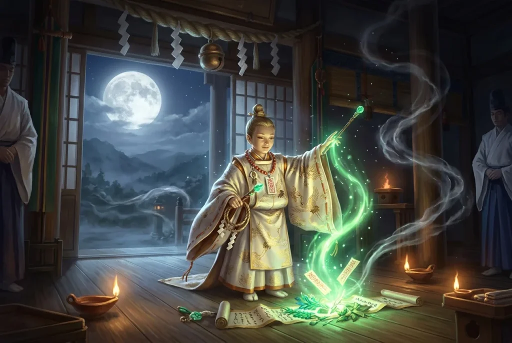 Sukunahikona, dios diminuto de la mitología japonesa, representa la curación y magia en el sintoísmo antiguo