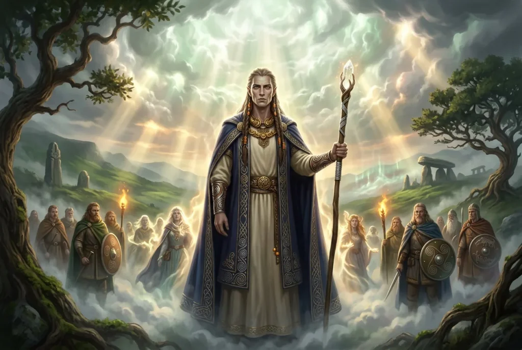 Tuatha Dé Danann mitología irlandesa: seres divinos y hechiceros del pueblo de la diosa Danu en leyendas célticas