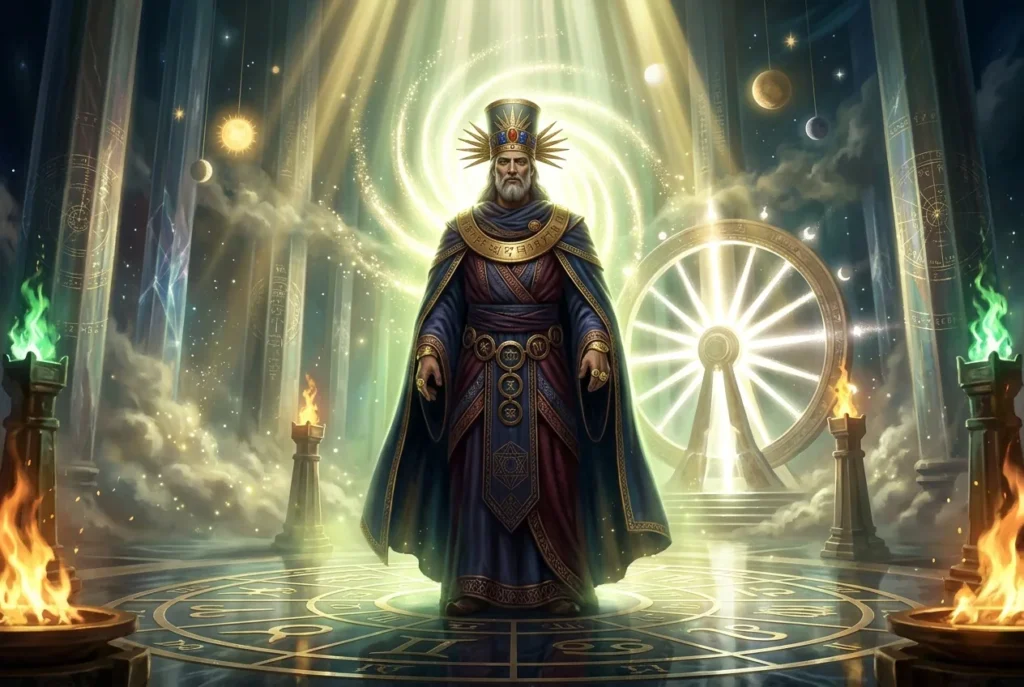 Zurvan, deidad del tiempo en la mitología persa zoroastrista, representación de la divinidad enigmática del zoroastrismo